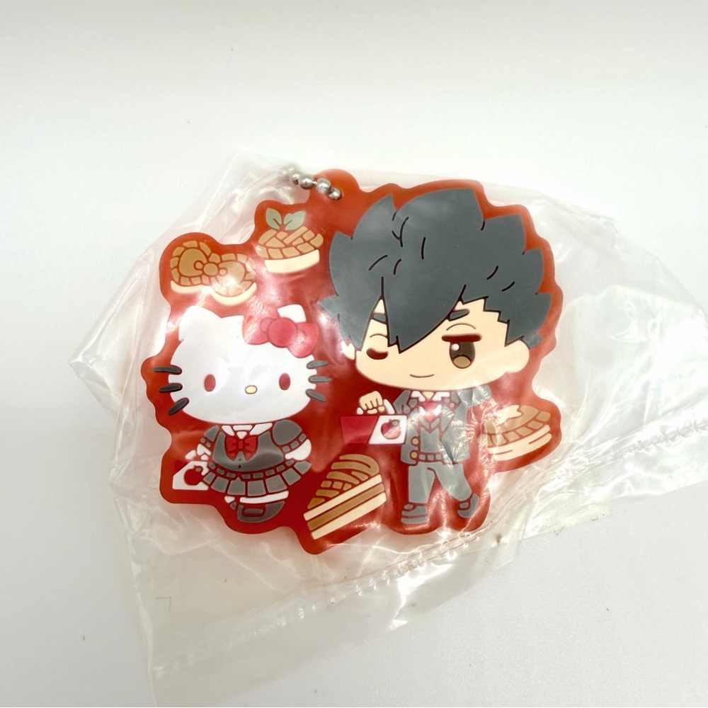 Haikyuu!! Tetsuro Kuroo & Hello Kitty Rubber Strap Keychain Charm Sanrio - Picture 2 of 3